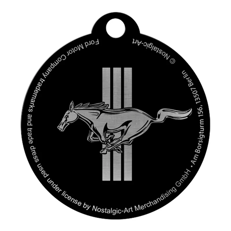 Nostalgic-Art Keyring Round Ford Mustang - Horse and Stripes Logo 7.5x4x0.3cm