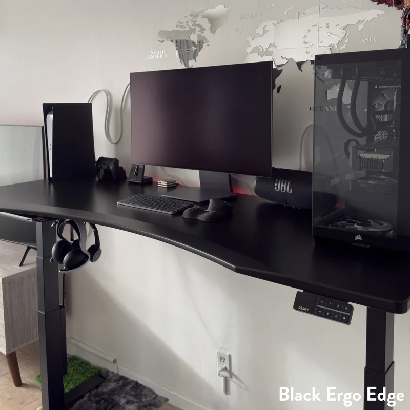 Desky Alpha Dual Sit Stand Gaming Desk - Ergo Edge / 1500x750mm / Matte Black