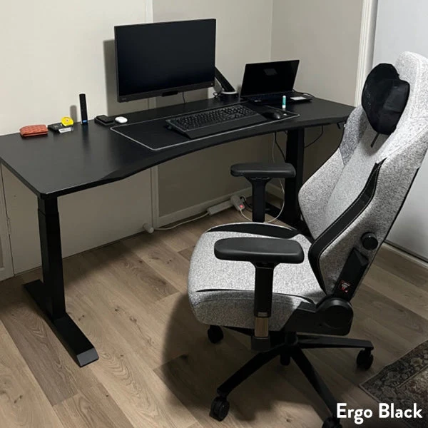 Desky Alpha Dual Sit Stand Gaming Desk - Ergo Edge / 1500x750mm / Matte Black