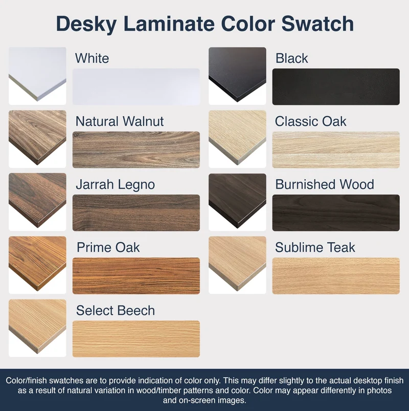 Desky Dual Melamine Sit Stand Desk 120cm Sublime Teak Desktop and Matte Black Frame