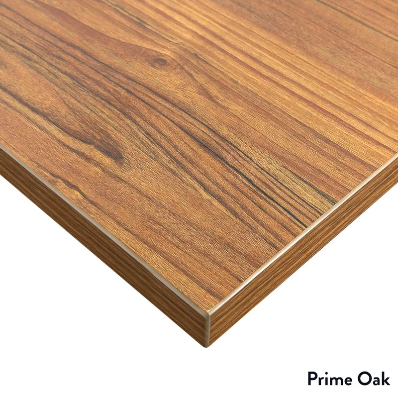 Desky Dual Melamine Sit Stand Desk 120cm Sublime Teak Desktop and Matte Black Frame