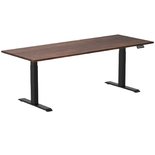 Desky Dual Softwood Sit Stand Desk 200cm American Rustic Pine Desktop and Matte Black Frame