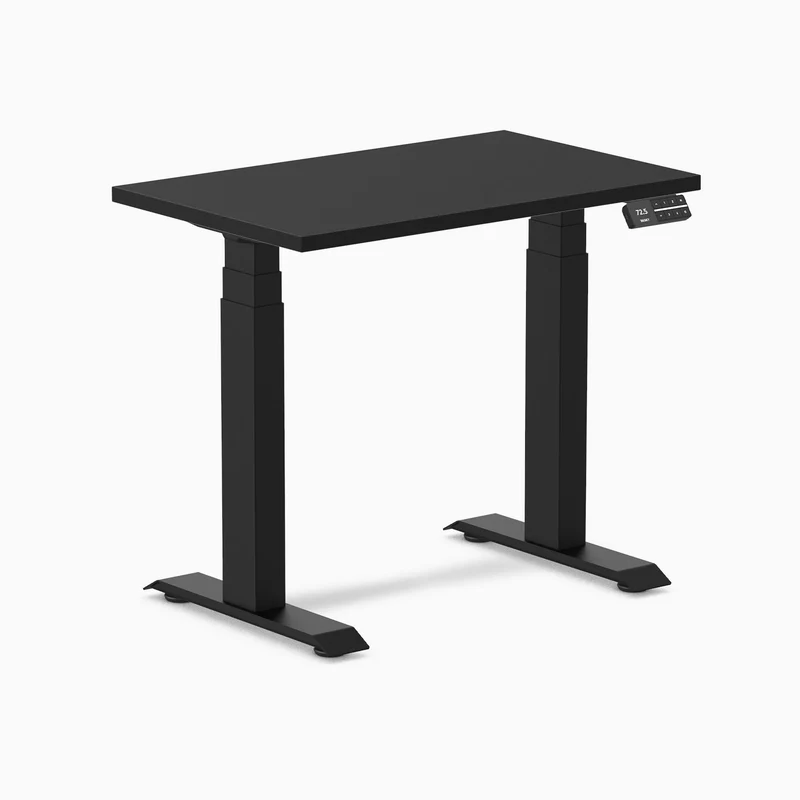 Desky Dual Mini Sit Stand Desk 800x500 Black Desktop and Matte Black Frame