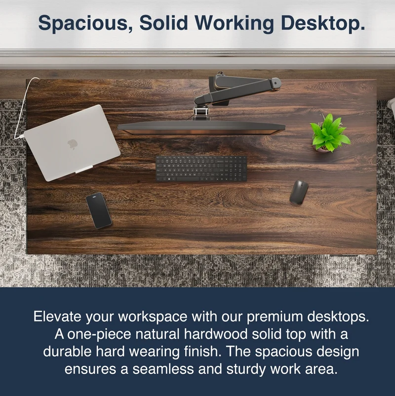 Desky Dual Hardwood Sit Stand Desk 200cm White Oak Desktop and Matte Black Frame