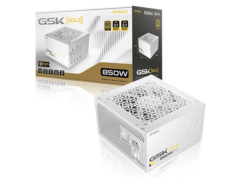 Antec GSK850 V2 850W 80+ Gold Fully Modular ATX 3.1 Power Supply - White