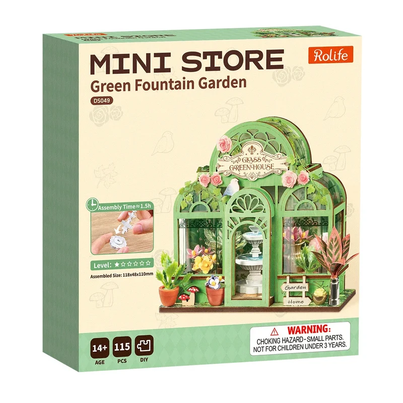 Robotime DIY Mini Store Green Fountain Garden