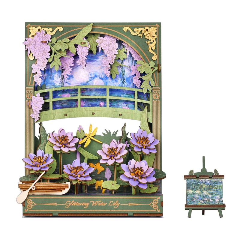 Robotime DIY Wood Bloom Craft Glittering Water Lily