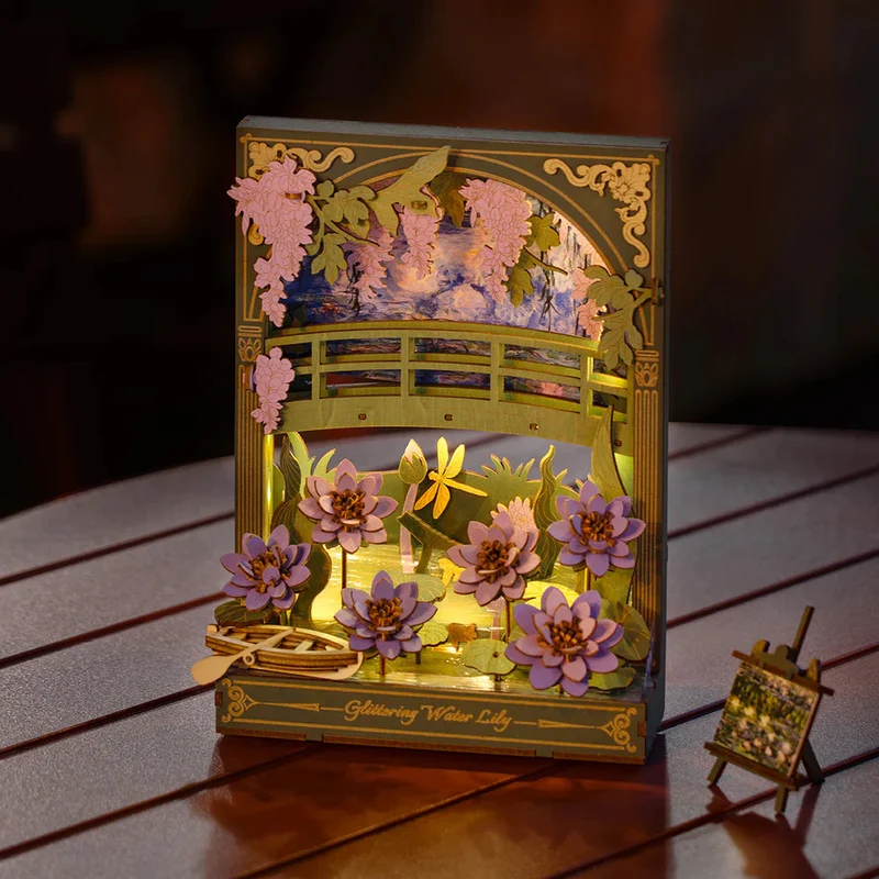 Robotime DIY Wood Bloom Craft Glittering Water Lily