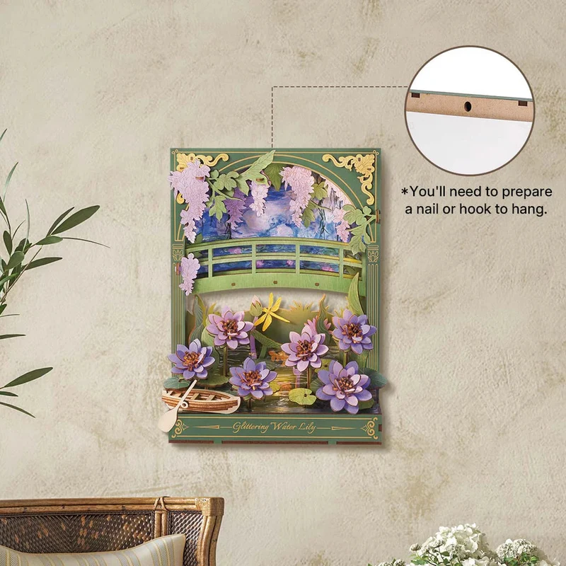 Robotime DIY Wood Bloom Craft Glittering Water Lily