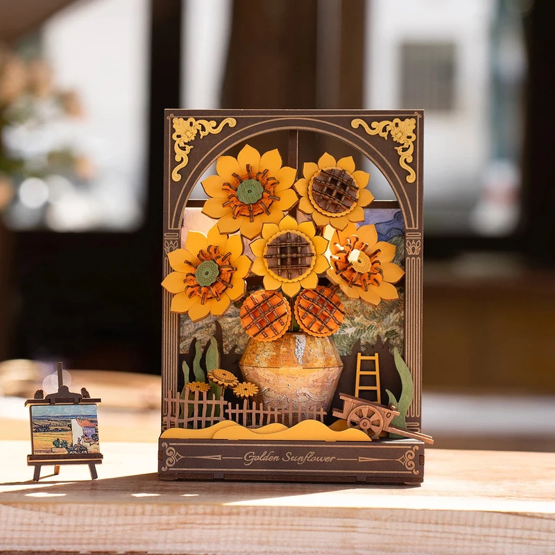 Robotime DIY Wood Bloom Craft Golden Sunflower