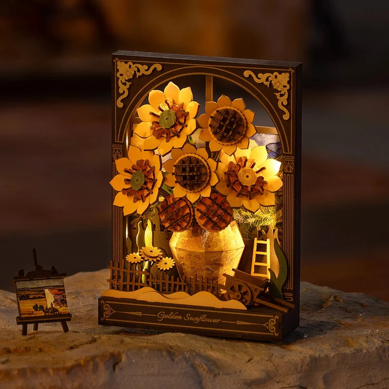 Robotime DIY Wood Bloom Craft Golden Sunflower