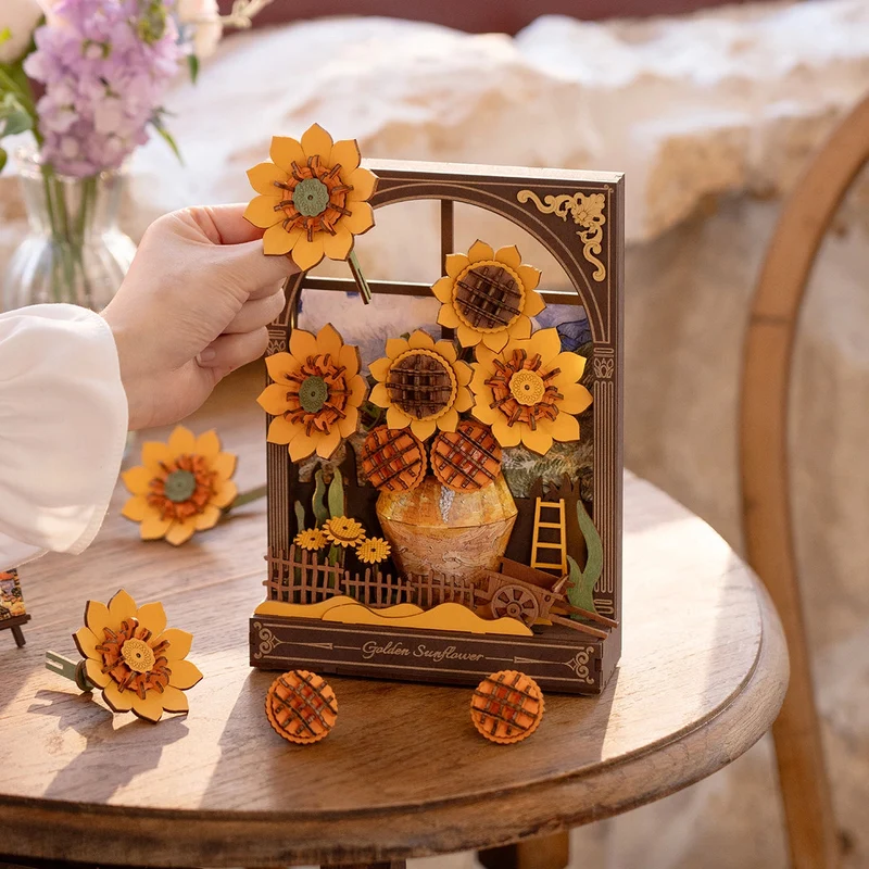 Robotime DIY Wood Bloom Craft Golden Sunflower