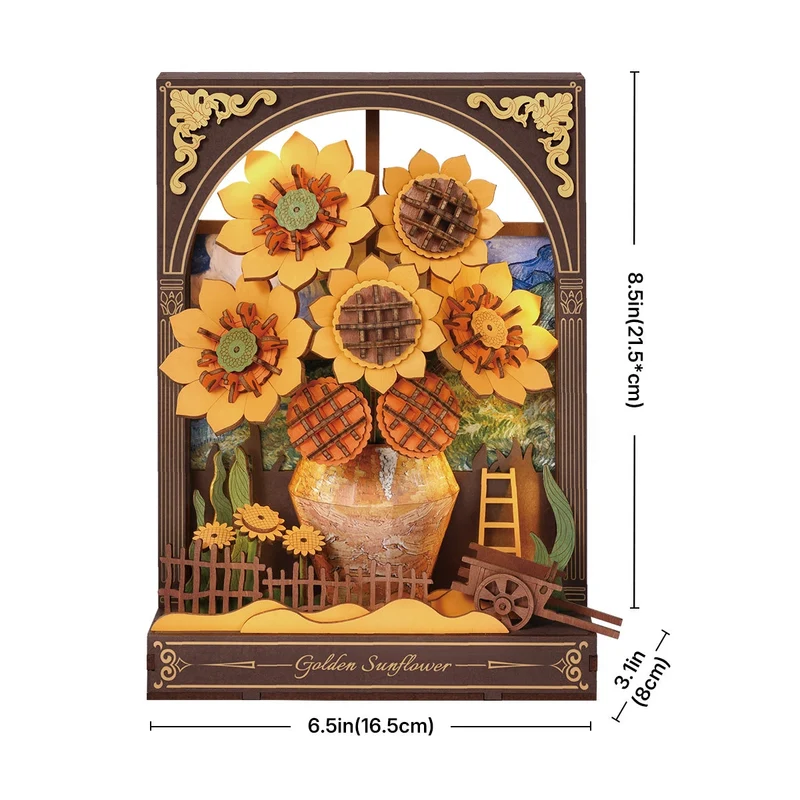 Robotime DIY Wood Bloom Craft Golden Sunflower
