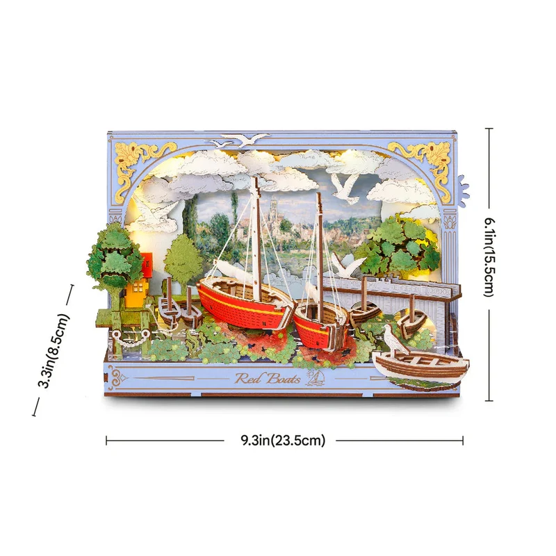 Robotime DIY Wood Bloom Craft Red Boats