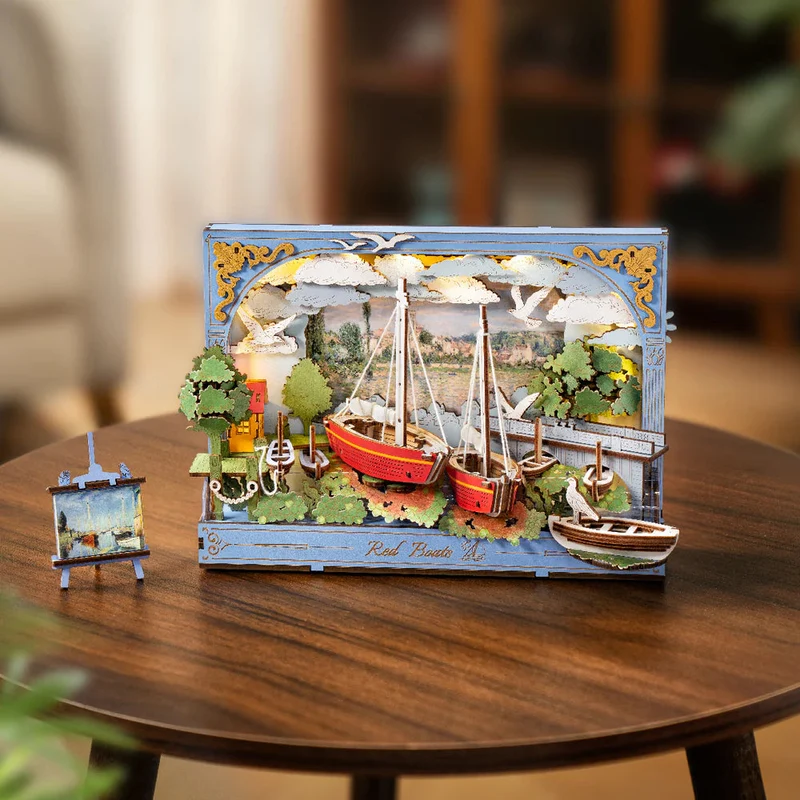 Robotime DIY Wood Bloom Craft Red Boats