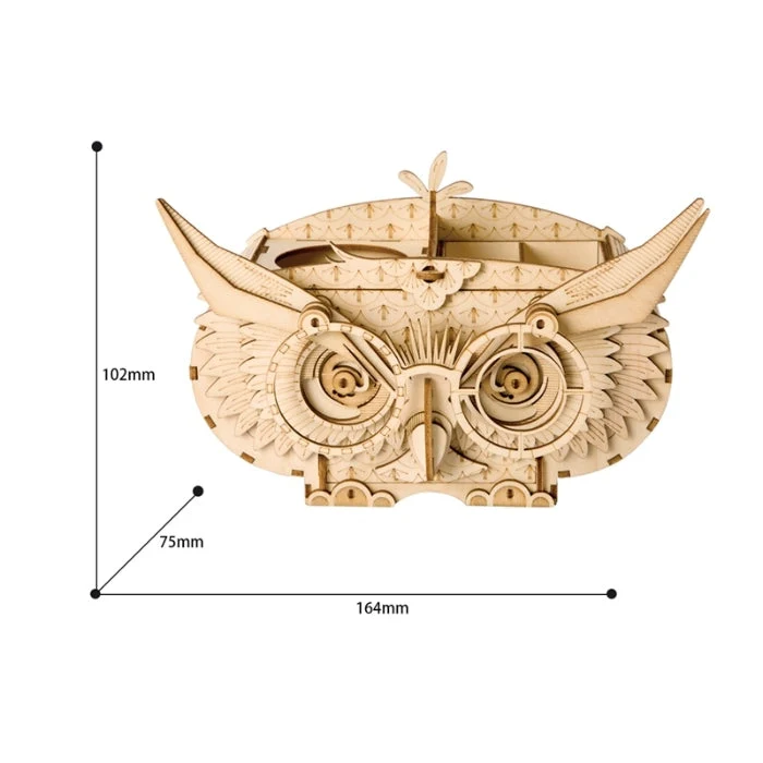 Robotime Classical 3D Wooden Owl Storage Box