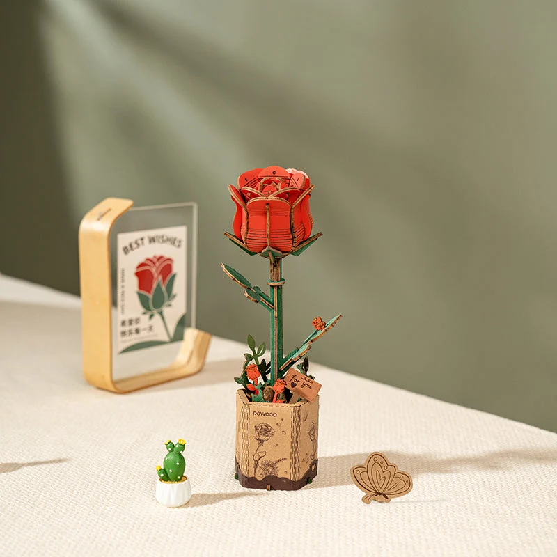 Robotime Wood Bloom Red Rose
