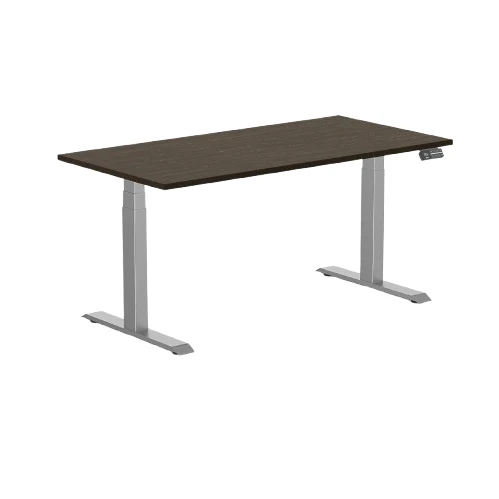 Desky Dual Bamboo Sit Stand Desk 150cm Dark Bamboo Desktop and Space Grey Frame