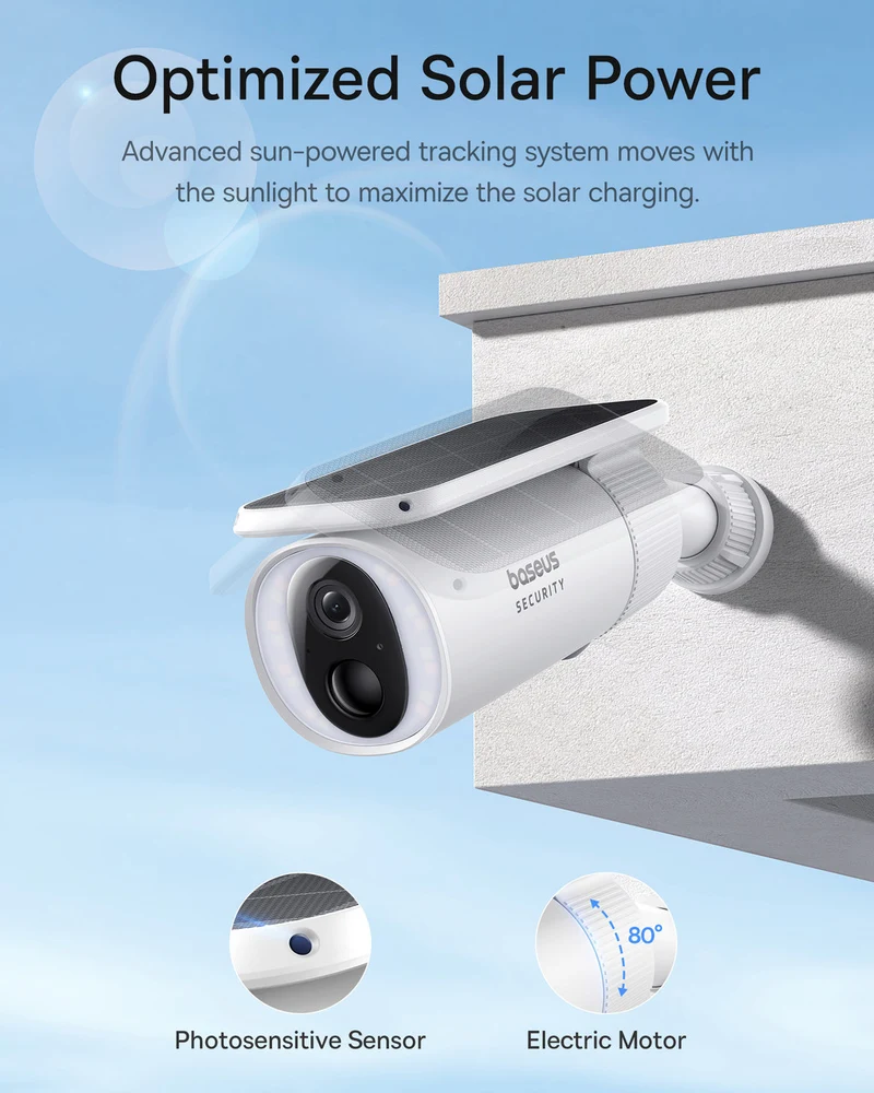 Baseus S1 2K Solar Security Camera with Spotlight (White)