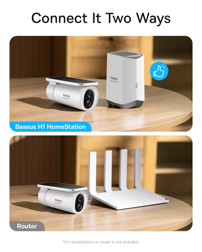 Baseus S1 2K Solar Security Camera with Spotlight (White)
