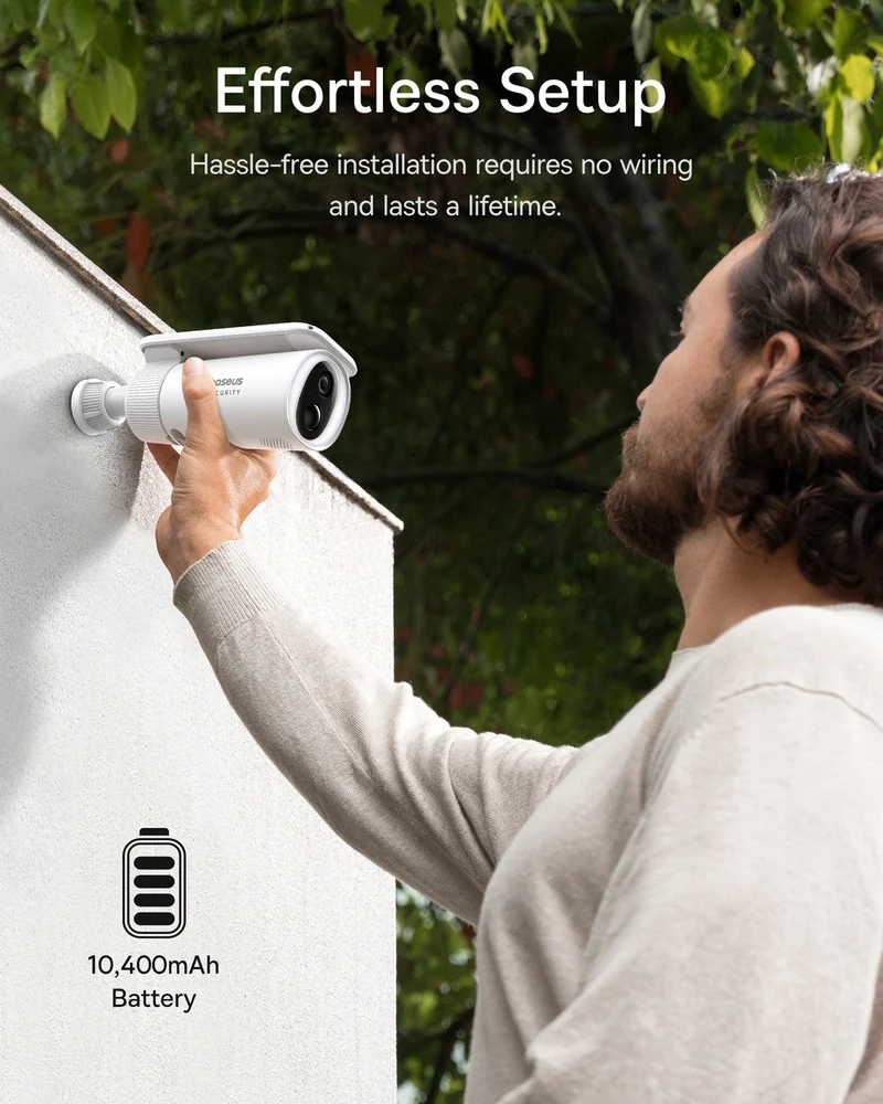 Baseus S1 2K Solar Security Camera with Spotlight (White)