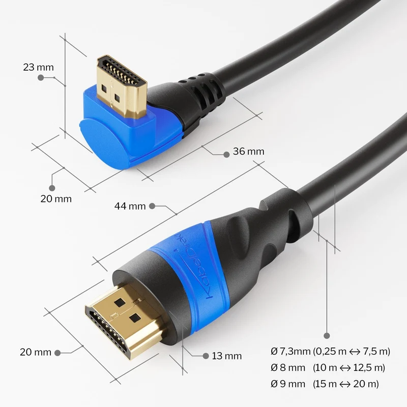 4K High Speed HDMI Kabel – gewinkelt, 270° – mit Ethernet, 3D, ARC, HDR