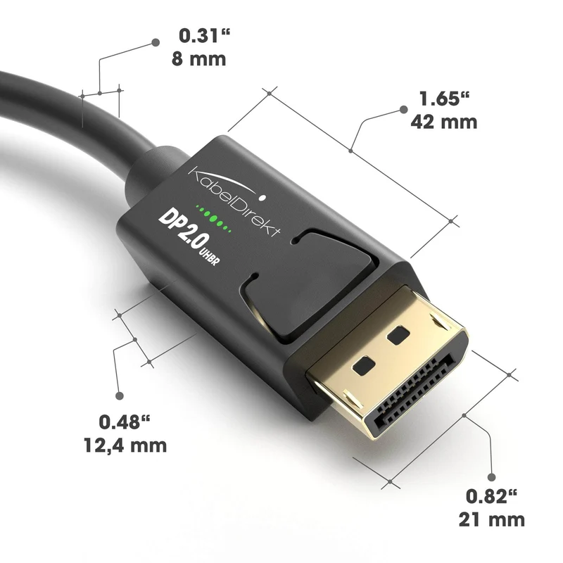 KabelDirekt 8K DisplayPort 2.0 Kabel - DP-Monitorkabel für Gaming-PC/Laptop
