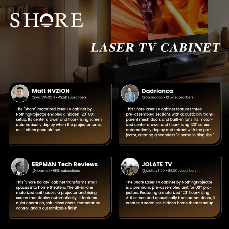 Shore Wood Grain TV Cabinet for Ultra Short Throw Projector (Pre-Assembled)