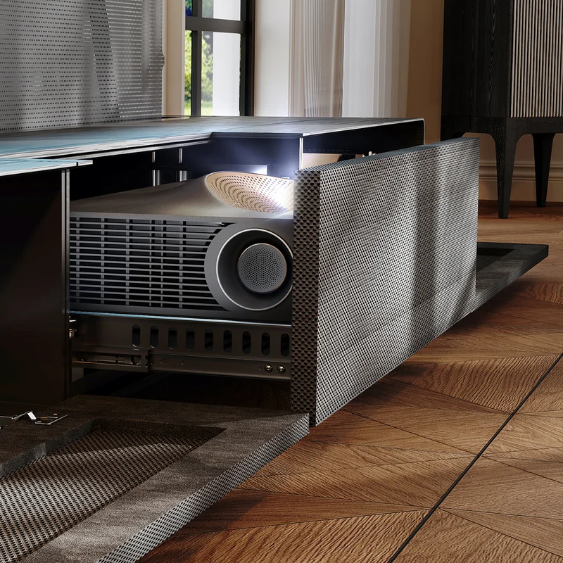 Shore Wood Grain TV Cabinet for Ultra Short Throw Projector (Pre-Assembled)