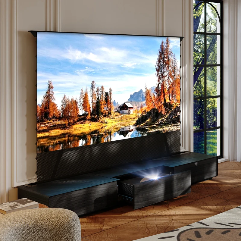 Shore Wood Grain TV Cabinet for Ultra Short Throw Projector (Pre-Assembled)