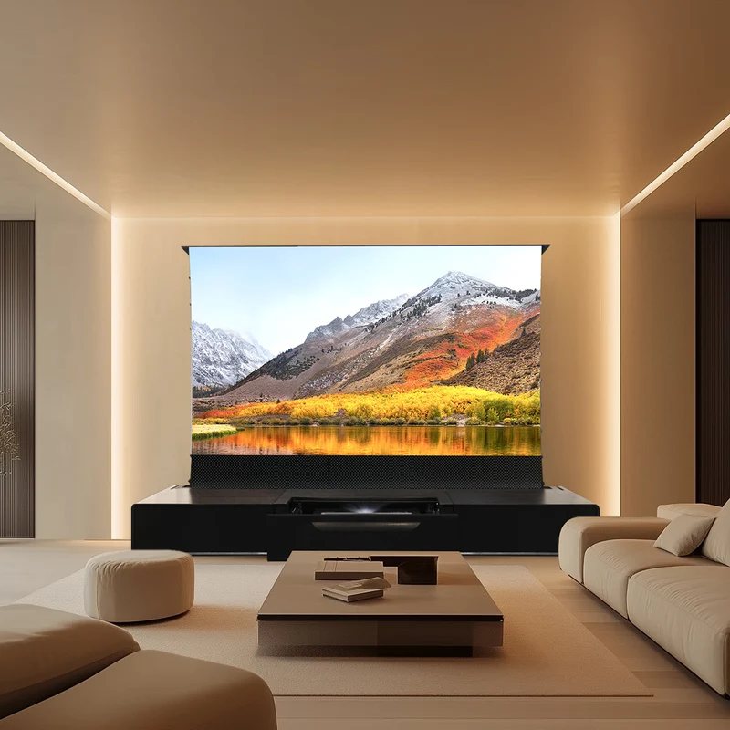 Shore Wood Grain TV Cabinet for Ultra Short Throw Projector (Pre-Assembled)