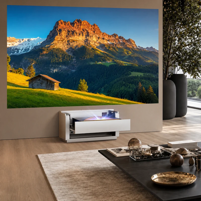Shore Smart Matte UST Projector Cabinet Flip Design for Wall-Mounted Screens
