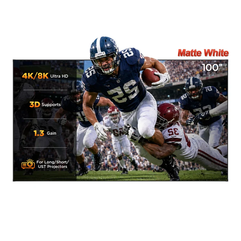 100''-120'' NothingProjector Matte White Fixed Frame Screen For Long/Short/UST Projector