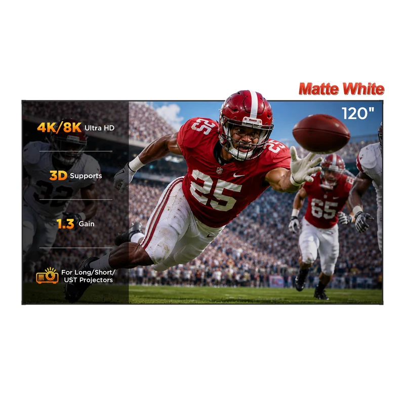 100''-120'' NothingProjector Matte White Fixed Frame Screen For Long/Short/UST Projector
