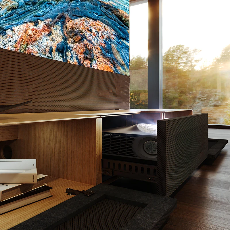 Shore Oak Cabinet for Ultra Short Throw Laser Projector (Pre-assembled)