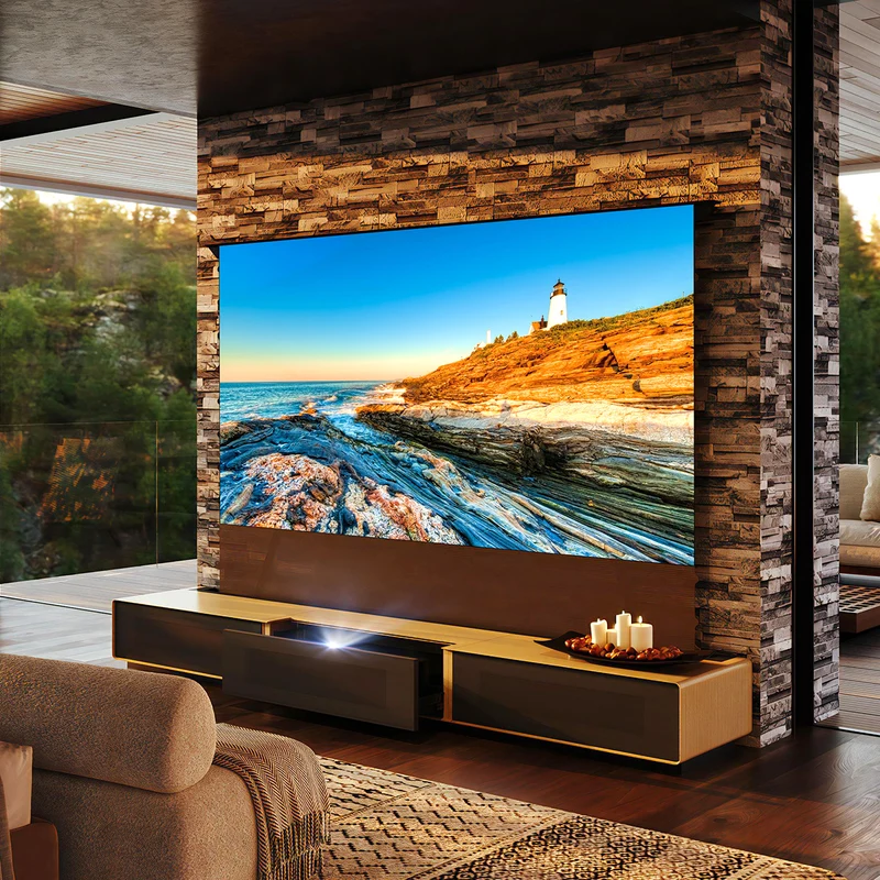Shore Oak Cabinet for Ultra Short Throw Laser Projector (Pre-assembled)