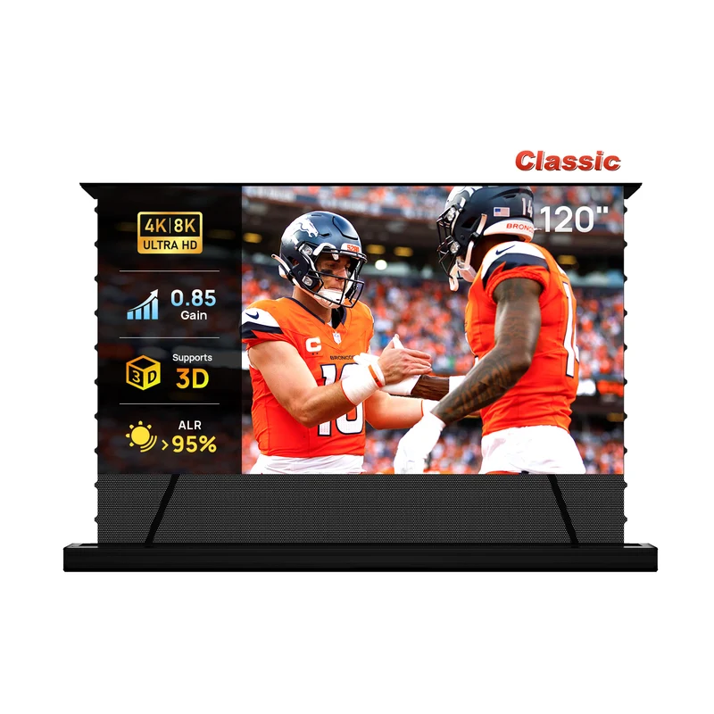 84''-130'' NothingProjector PET Crystal Classic 85% ALR Motorized Floor Rising Screen For Ultra Short Throw Projector