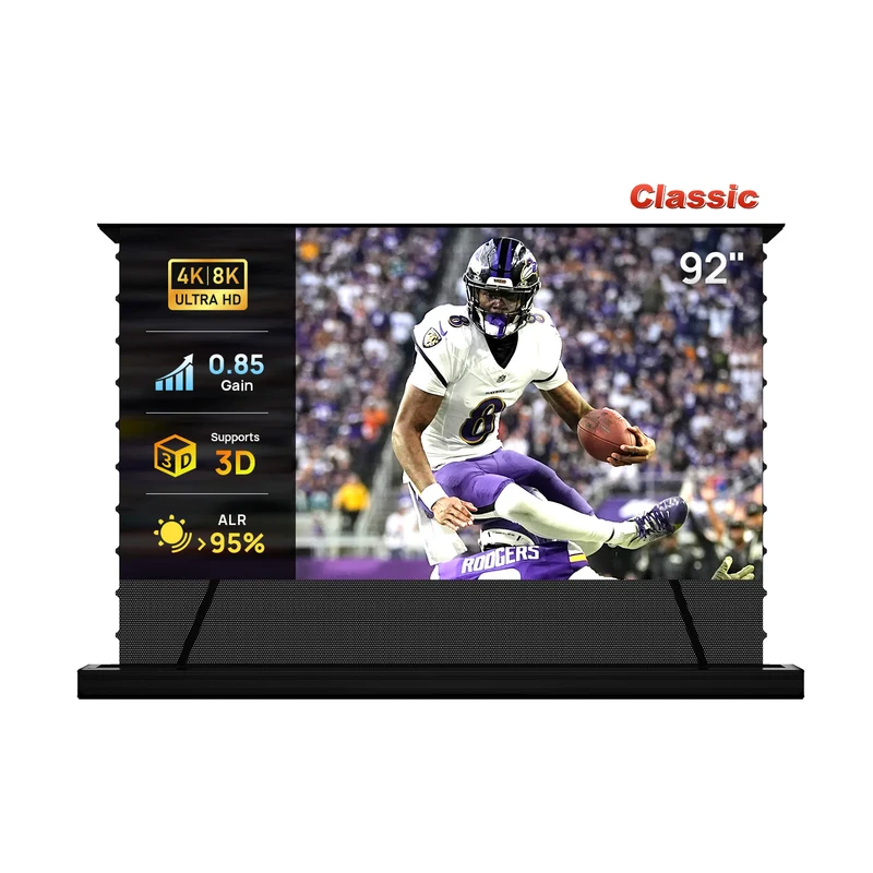 84''-130'' NothingProjector PET Crystal Classic 85% ALR Motorized Floor Rising Screen For Ultra Short Throw Projector