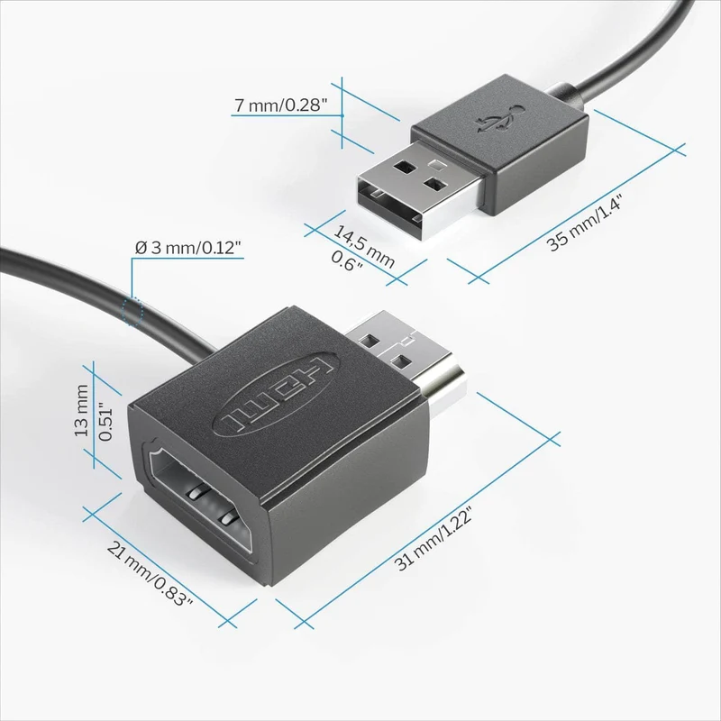 KabelDirekt HDMI-Strom-Einspeiseadapter, HDMI-Adapter mit USB-Stecker