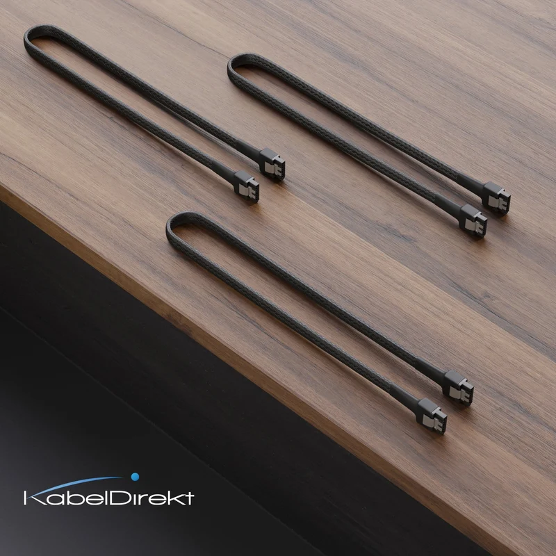 SATA Datenkabel – 30 cm & 60 cm, gerade und 90° gewinkelt, 6 Gbit/s, SATA-III, 3er Set