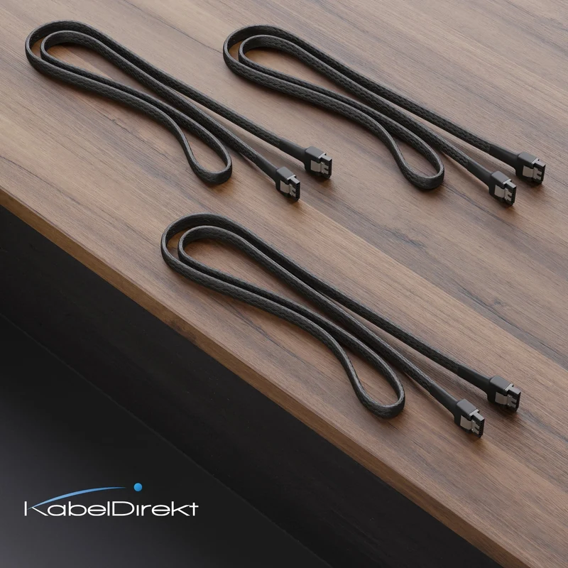 SATA Datenkabel – 30 cm & 60 cm, gerade und 90° gewinkelt, 6 Gbit/s, SATA-III, 3er Set