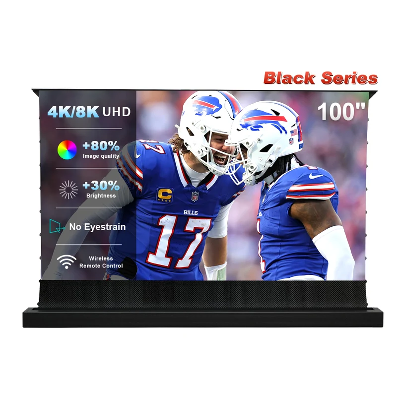 84''-130'' NothingProjector Black Series 95% ALR Motorized Floor Rising Screen For Ultra Short Throw Projector