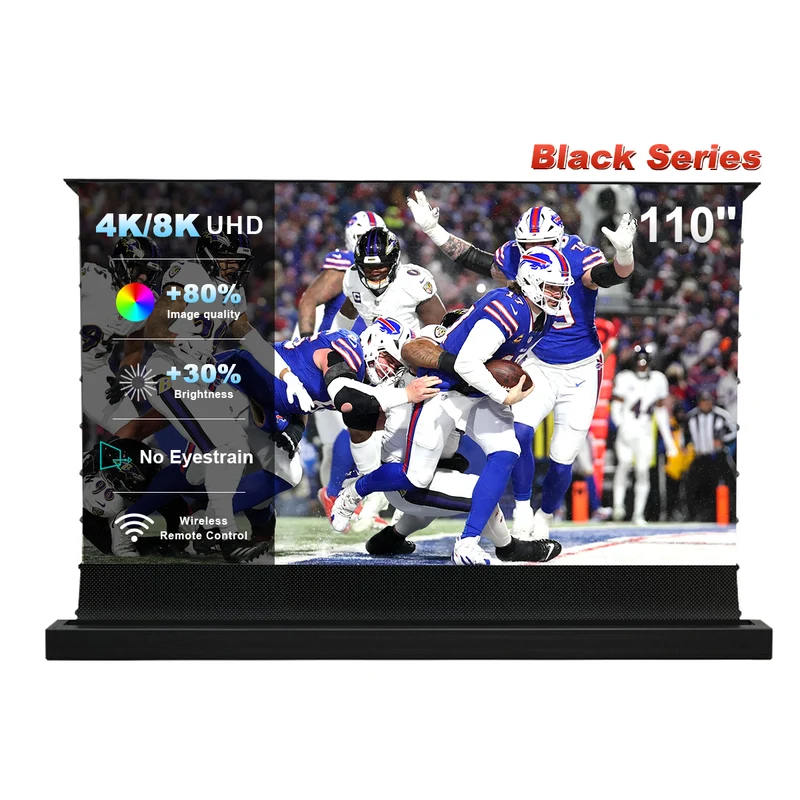 84''-130'' NothingProjector Black Series 95% ALR Motorized Floor Rising Screen For Ultra Short Throw Projector