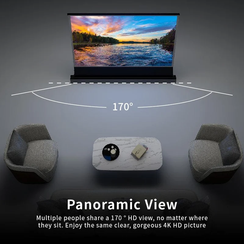 72"-120" VIVIDSTORM S PRO P Motorized 4K HD 3D Floor Rising UST ALR Projector Screen