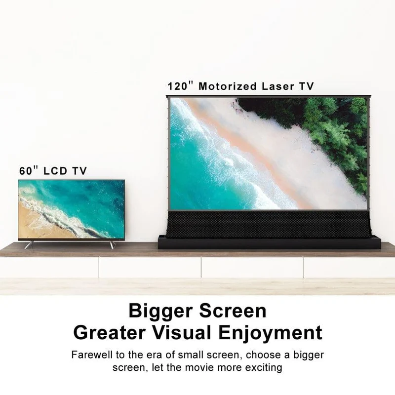 72"-120" VIVIDSTORM S PRO P Motorized 4K HD 3D Floor Rising UST ALR Projector Screen