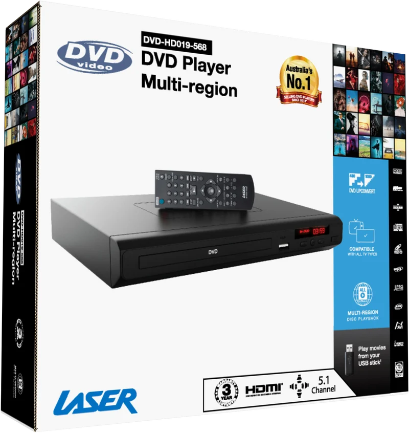 Laser Multi-Region DVD Player with HDMI Composite USB