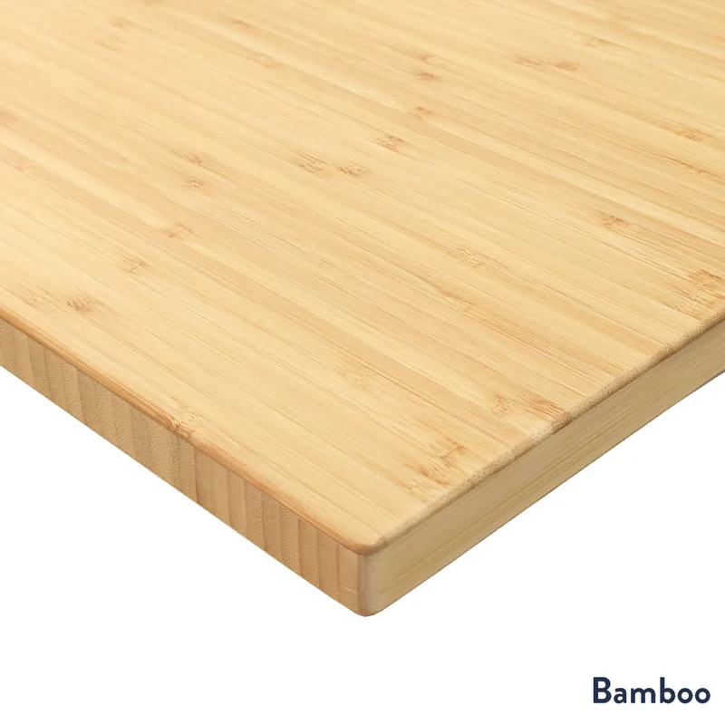 Desky Bamboo L-Shape Sit Stand Desk 150 x 155 cm and Matte Black Leg