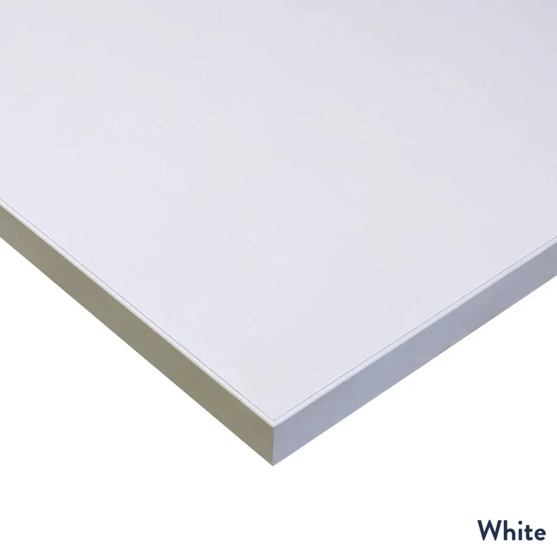 Desky L-Shape Melamine Sit Stand Desk 160cm - Right Return White Top and Matte Black Leg