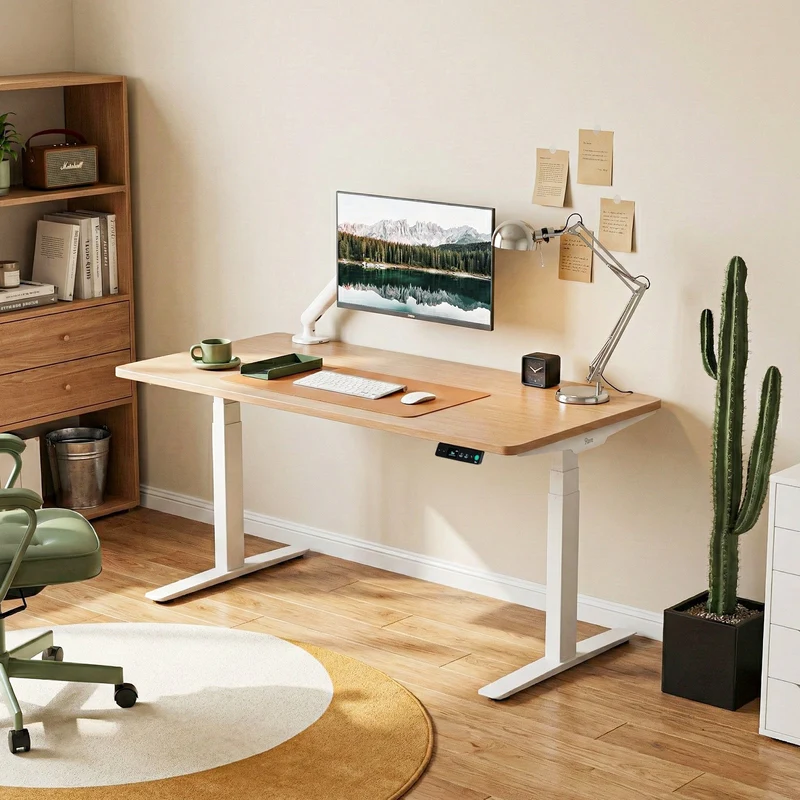 9am HOME Pesk Dual Motors Melamine Home Office Electric Standing Desk - (Walnut Brown Top)(1800*750mm)