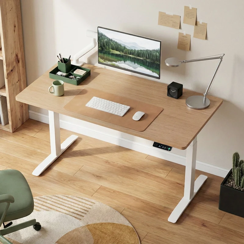 9am HOME Pesk Dual Motors Melamine Home Office Electric Standing Desk - (Dark Oak Top)(1500*750mm)